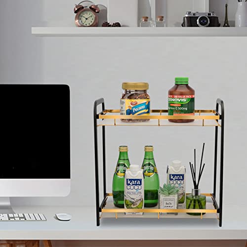  2 Tier Bathroom Counter Organizer, Premium Bathroom Sink Organizer Countertop, Kitchen Spice Rack Storage Shelf, Living Room Organization, Dresser Top Organizer & Vanity Tray, Bedroom Storage