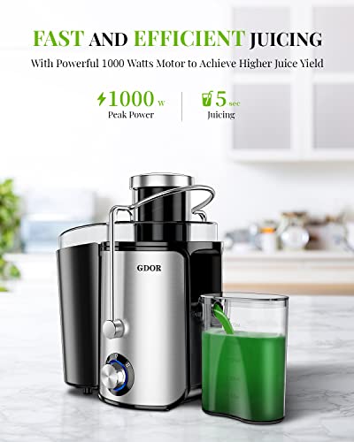  Juicer Machines With 1000W Motor, Extra Wide 3” Feed Chute Juicer, Juice Extractor For Whole Fruits And Vegetables, Easy To Clean Juice Maker, Centrifugal Juicer, BPA-Free, Anti-Drip, Silver