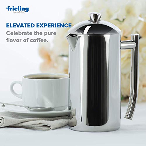  Double-Walled Stainless-Steel French Press Coffee Maker, Polished, 17 Ounces