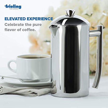  Double-Walled Stainless-Steel French Press Coffee Maker, Polished, 17 Ounces