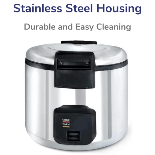  Ommercial 33 Cup Rice Cooker & Warmer, Durable Stainless Steel Housing, Keeps Rice Warm And Ready To Serve After Cooking, Comes With Non-Stick Inner Pot. Perfect For Restaurants, Party's, Social Gatherings And More