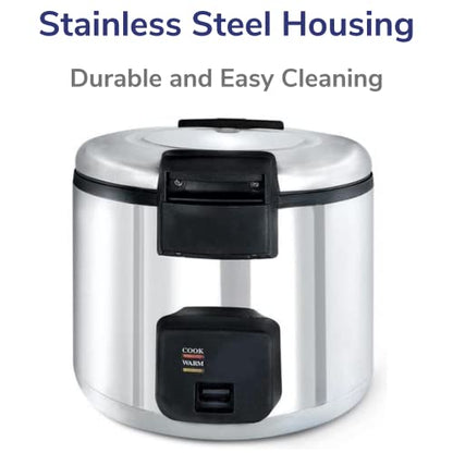  Ommercial 33 Cup Rice Cooker & Warmer, Durable Stainless Steel Housing, Keeps Rice Warm And Ready To Serve After Cooking, Comes With Non-Stick Inner Pot. Perfect For Restaurants, Party's, Social Gatherings And More