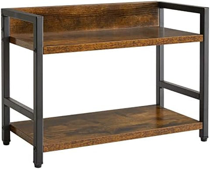  IBUYKE 2-Tier Spice Rack Industrial Counter Shelf Desktop Storage Organizer Standing Seasoning Rack For Countertop Kitchen Office Living Room Desktop Rustic Brown UTLJ002H