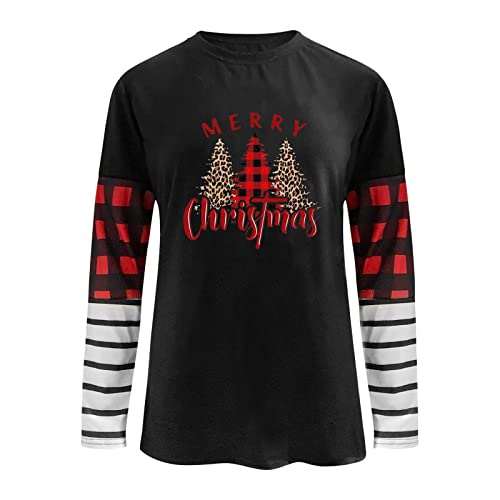  Womens Crewneck Sweatshirt Fall Plus Size Christmas Print Long Sleeve Sweatshirts Fashion Pullover Top Fall Clothes