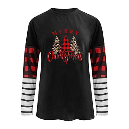  Womens Crewneck Sweatshirt Fall Plus Size Christmas Print Long Sleeve Sweatshirts Fashion Pullover Top Fall Clothes