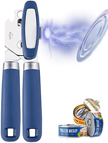  Can Opener Manual With Magnet,Hand Held Can Opener Smooth Edge,Strong Good Grips Safety Can Opener Heavy Duty For Safe Cut,Handheld Manual Can Opener With Sharp Cutting Wheel,Black