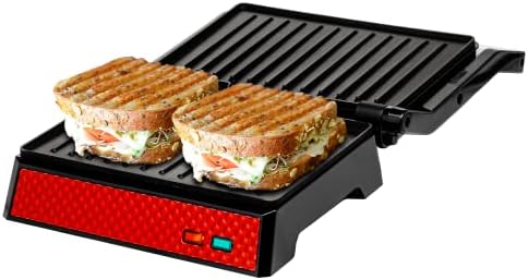  Vente Electric Panini Press Grill And Sandwich Maker With Nonstick Coated Plates, Opens 180 Degrees For Any Food, 1000W Thermostat Control Removable Drip Tray And Easy To Clean Grids, Silver GP0540BR