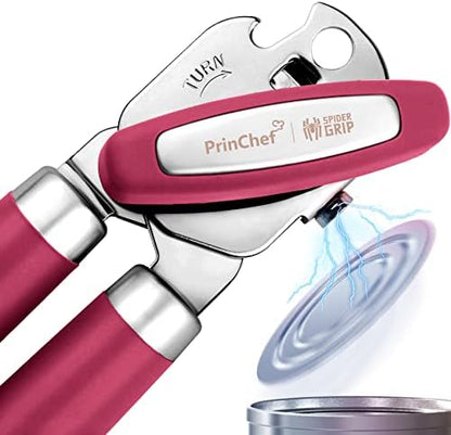  Can Opener, No-Trouble-Lid-Lift Manual Handheld Can Opener With Magnet, Smooth Edge Safe Cut For Beer/Tin/Bottle, Big Turning Knob Anti-Slip Handle Good For Seniors With Arthritis