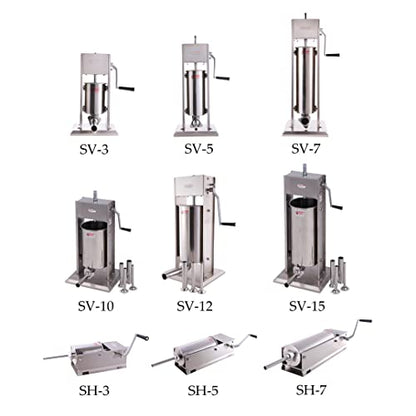  Akka 15 Lb/7 L Sausage Stuffer 2 Speed Stainless Steel Vertical Sausage Maker