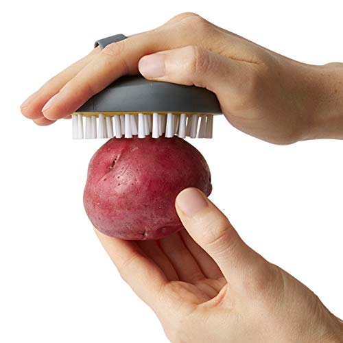  PalmBrush Vegetable Brush, 3.5" X 3" X 1.5", Marble Gray