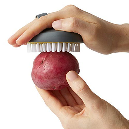  PalmBrush Vegetable Brush, 3.5" X 3" X 1.5", Marble Gray