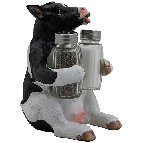  Lstein Cow Glass Salt And Pepper Shaker Set With Holder Figurine In Tabletop Country Kitchen Decor Or Decorative Farm Animal Collectible Sculptures As Spice Racks And Rustic Gifts For Farmers