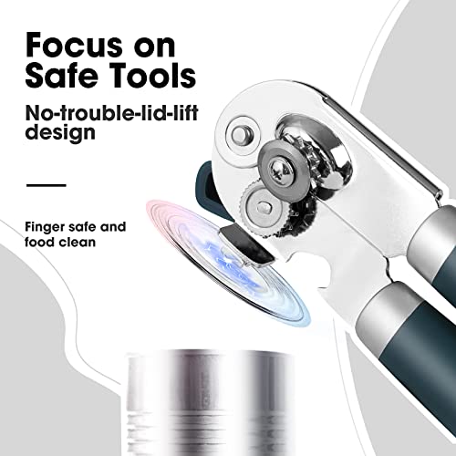  Can Opener Manual, Can Opener With Magnet, Hand Can Opener With Sharp Blade Smooth Edge, Handheld Can Openers With Big Effort-Saving Knob, Can Opener With Multifunctional Bottles Opener