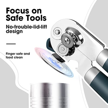  Can Opener Manual, Can Opener With Magnet, Hand Can Opener With Sharp Blade Smooth Edge, Handheld Can Openers With Big Effort-Saving Knob, Can Opener With Multifunctional Bottles Opener