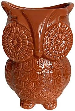  Multi-Purpose Ceramic Owl, Functions As Cooking Utensil Holder, Kitchen Storage Crock, Accent Décor, Organizer, Vase And More (Ceramic White)