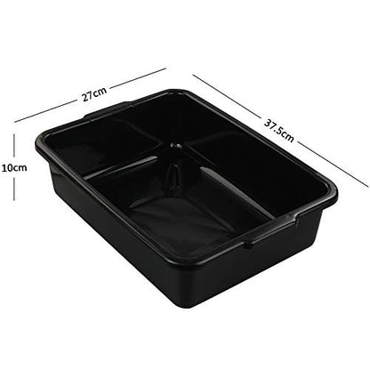  Plastic Bus Tub Set Of 4, Black Rectangle Plastic Dish Pans, 8 Liters