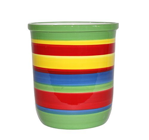  Tuscany Colorful Rainbow, Hand Painted Ceramic Utensil Jar, 81739