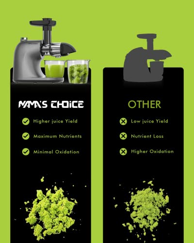  Juicer Machines MAMA'S CHOICE, Slow Masticating Juicer For Vegetable And Fruit, Cold Press Juicer Extractor Easy To Clean With Total Pulp Control, Quiet Motor, Reverse Function
