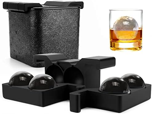  Whiskey Ice Ball Maker Crystal Clear Ice Ball Molds Large Sphere Ice Cube Trays For Whiskey, Cocktail, Brandy, Bourbon