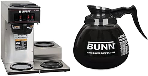 BUNN® VP17-3, 12-Cup Low Profile Pourover Commercial Coffee Maker, 3 Lower Warmers, 13300.0003