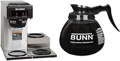 BUNN® VP17-3, 12-Cup Low Profile Pourover Commercial Coffee Maker, 3 Lower Warmers, 13300.0003