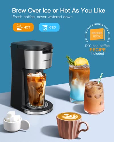  Iced Coffee Maker, Hot And Cold Coffee Maker Single Serve For K Cup And Ground, With Descaling Reminder And Self Cleaning, Iced Coffee Machine For Home, Office And RV