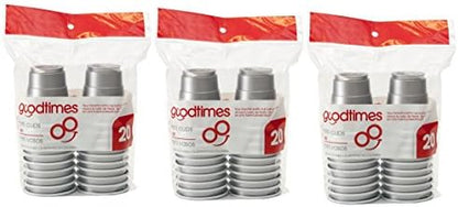  2oz Mini Party Cups (3 Packs Of 20 Cups) Perfect Size For Liquor Shots, Jello Shots, Halloween Parties, Serving Condiments And Kids Love Them Too! (Silver)