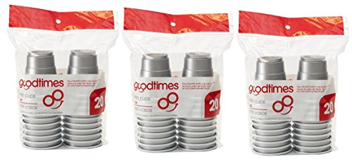  2oz Mini Party Cups (3 Packs Of 20 Cups) Perfect Size For Liquor Shots, Jello Shots, Halloween Parties, Serving Condiments And Kids Love Them Too! (Silver)