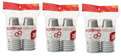  2oz Mini Party Cups (3 Packs Of 20 Cups) Perfect Size For Liquor Shots, Jello Shots, Halloween Parties, Serving Condiments And Kids Love Them Too! (Silver)