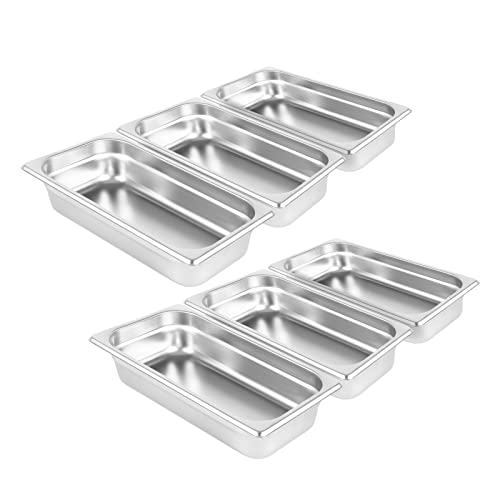  Hotel Pan Full Size Stainless Steel Steam Table Pan, 2.6’’ Deep Chafer Food Pan, Pack Of 6 Stackable Anti-Jam Steam Pan For Hotel, Restaurant Supplies, Party, Buffet And Event Catering