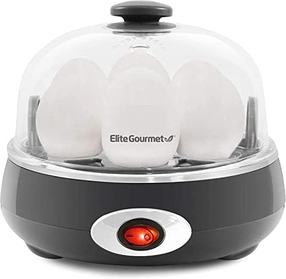  Elite Gourmet EGC-007B# Rapid Egg Cooker, 7 Easy-To-Peel, Hard, Medium, Black & ESM2207 Maxi-Matic Sandwich Panini Maker Grilled Cheese Machine Tuna Melt Omelets Non-Stick Surface, 2 Slice, Black