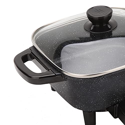  Aoran Small Skillet Electric Non-Stick Square,8 Inch Electric Frying Pan With Tempered Glass Vented Lid,Mini Personal Electric Skillet Indoor，Black,1000 Watts