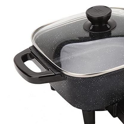  Aoran Small Skillet Electric Non-Stick Square,8 Inch Electric Frying Pan With Tempered Glass Vented Lid,Mini Personal Electric Skillet Indoor，Black,1000 Watts