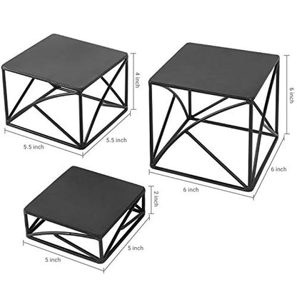  Black Metal Wire Cupcake Stand, Tabletop Dessert, Appetizer Display Food Riser, Set Of 3