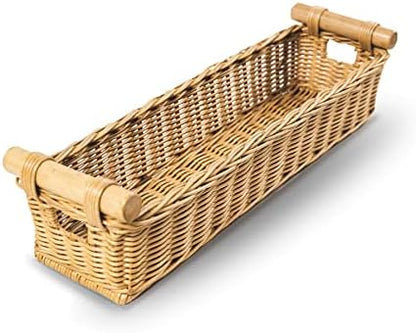  Ong Narrow Pole Handle Wicker Basket, Small, 17 In L X 5 In W X 5.25 In H, Sandstone