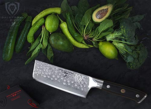  ALSTRONG Nakiri Vegetable Knife - 6" - Shogun Series X - Japanese AUS-10V Super Steel - Damascus - Hammered Finish - Sheath Included