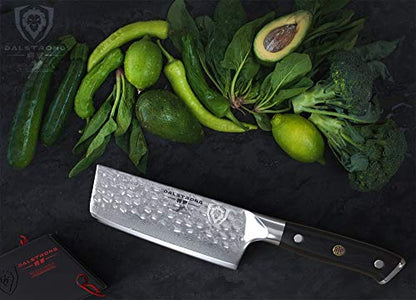  ALSTRONG Nakiri Vegetable Knife - 6" - Shogun Series X - Japanese AUS-10V Super Steel - Damascus - Hammered Finish - Sheath Included