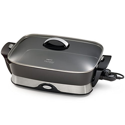 Presto 06852 16-Inch Electric Skillet With Glass Cover & 16-inch Electric Foldaway Skillet, Black