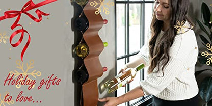  Wall Wine Rack - Leather Wine Rack, Hanging Wine Rack For 6 Bottles, Wine Gifts For Wine Lovers, Wall Mounted Wine Rack And Leather Wine Bottle Holder