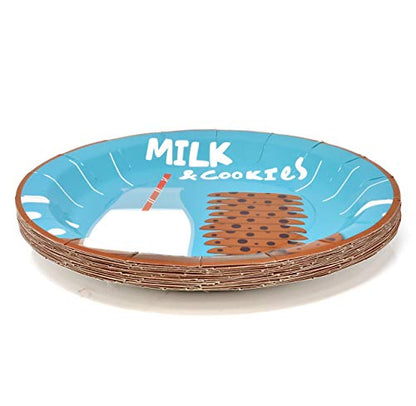  Milk And Cookies Party Supplies Tableware Set 24 9" Plates 24 7" Dessert Plate 24 9 Oz. Cups 50 Lunch Napkins For Chocolate Chip Cookie & Milk Drink Happy Birthday Disposable Paper Goods Decorations