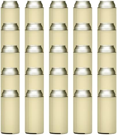  Slim Can Cooler Sleeves (25-Pack) Insulated Polyfoam, Bulk Scuba Knit Polyester Fabric Drink Insulators For 12oz Tall Skinny Beverage - Blank Design (Black)