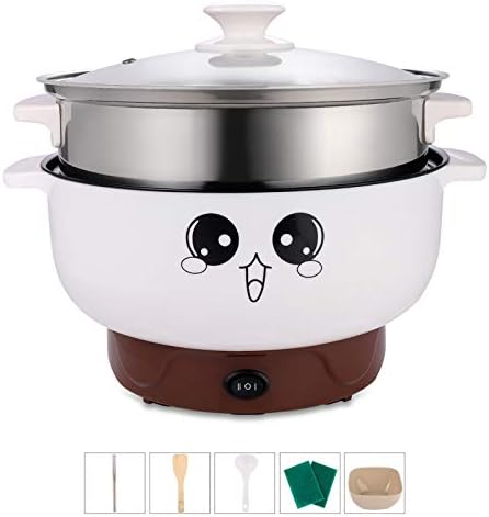  2.8L With Lid (No Steamer) Multifunction Electric Cooker Skillet Pot Wok Electric Hot Pot For Noodles Cook Rice Fried Stew Soup Steamed Fish Boiled Egg Non-stick