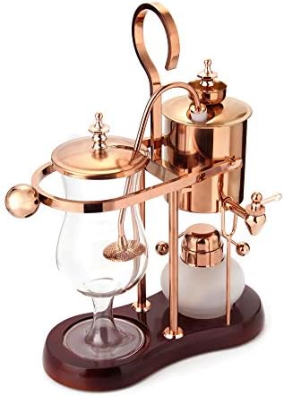  Belgian/Belgium Luxury Royal Family Balance Syphon Coffee Maker, Siphon Brewer, Elegant Design Retro-Style (Polished Rose Gold)