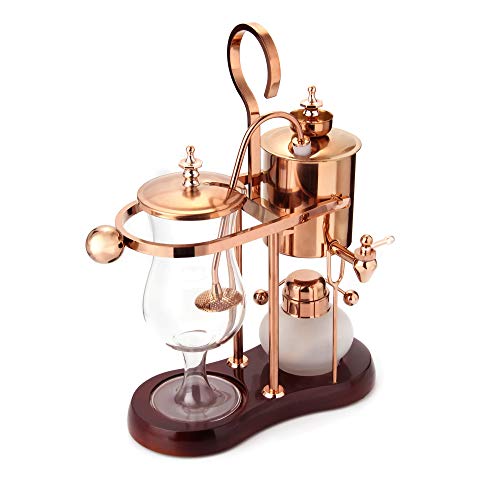  Belgian/Belgium Luxury Royal Family Balance Syphon Coffee Maker, Siphon Brewer, Elegant Design Retro-Style (Polished Rose Gold)
