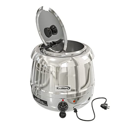  Commercial Soup Kettle Warmer With Hinged Lid And Removable Stainless-Steel Pot Insert For Buffet, Restaurant, Party, Event, And Catering, Large 2.4 Gallon, Electric [Silver] (SK-SS-3G)