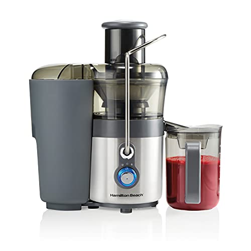 Hamilton Beach Juicer Machine, Centrifugal Extractor, Big Mouth 3" Feed Chute, Easy Clean, 2-Speeds, BPA Free Pitcher, Holds 40 Oz. - 850W Motor, Silver