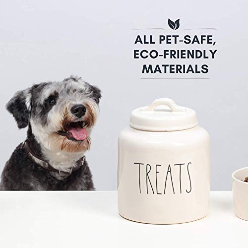  Ae Dunn Ceramic Cookie Jar, Dog Biscuit Kitchen Canister With Lid, Hand-Lettered “Treats” Snack Jar