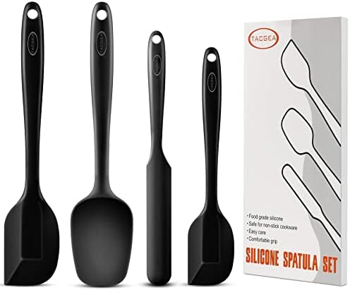  Silicone Spatula Set, Heat-Resistant Non-Stick One Piece Design Spatula For Cooking, Baking And Mixing, Dishwasher Safe, Set Of 4 Black