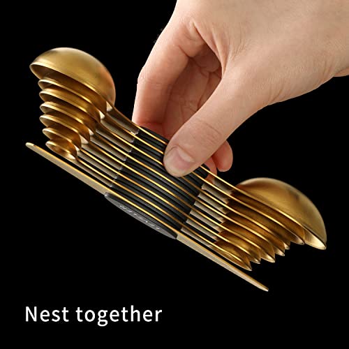  Magnetic Measuring Spoons Set, Stainless Steel, Dual Sided, Stackable, Dual Sided For Measuring Dry And Liquid Ingredients, Fits In Spice Jars, Set Of 8（Gold ）