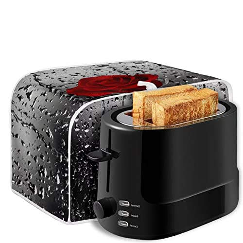  Chaqlin Toaster Cover 4 Slice Long Slot Red Rose Print Bread Maker Covers Machine Washable Appliance Accessories